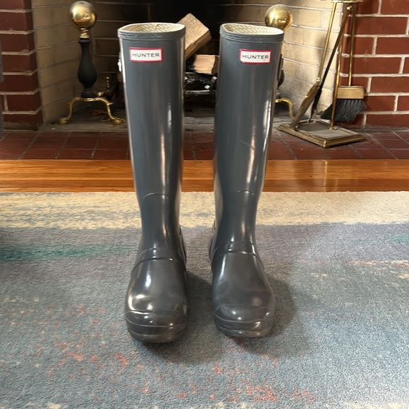 Hunter Shoes Hunter Original Tall Glossy Gray Rain Boots Size